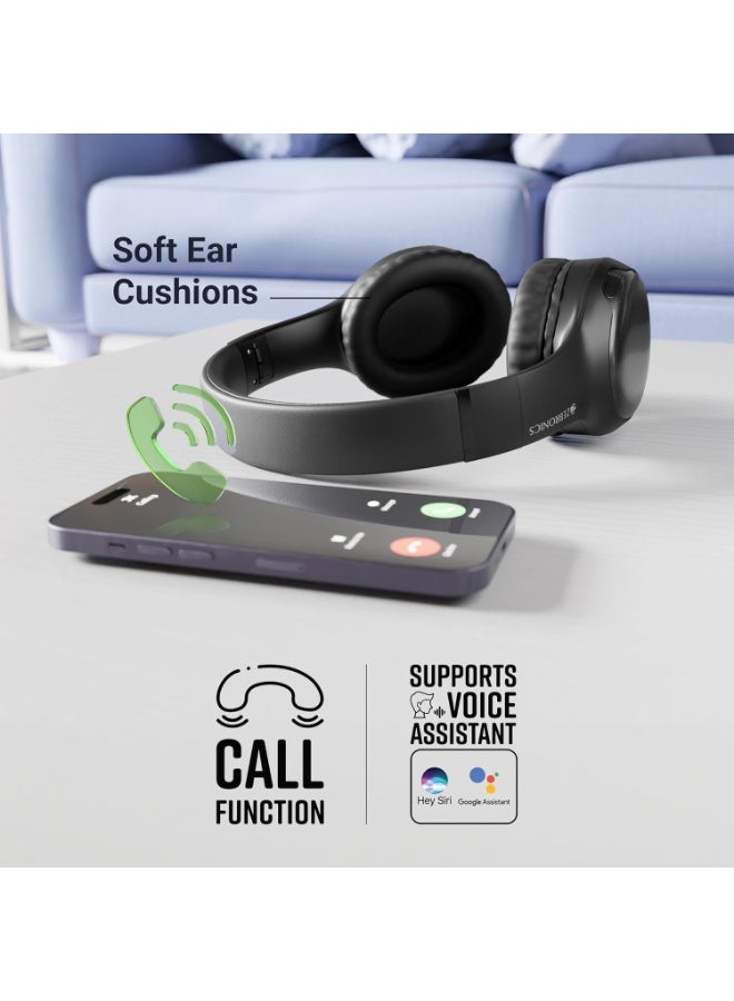 زيبونيكس ZEBRONICS Thunder Max Bluetooth Over Ear Headphone with 120*Hrs Playback, 3 EQ Modes, 40mm Bass Driver, Fast Charging, Gaming Mode, Dual Pairing, BT v5.4, AUX, Metallic Finish (Black) - Image 2